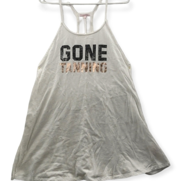 Victorias Secret Womens White Regular Fit Sleeveless Racerback Tank Top Size M - Picture 1 of 5